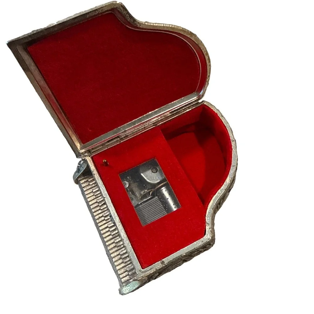 Vintage Silver Plated Sankyo Grand Piano Jewelry/Trinket Music Box